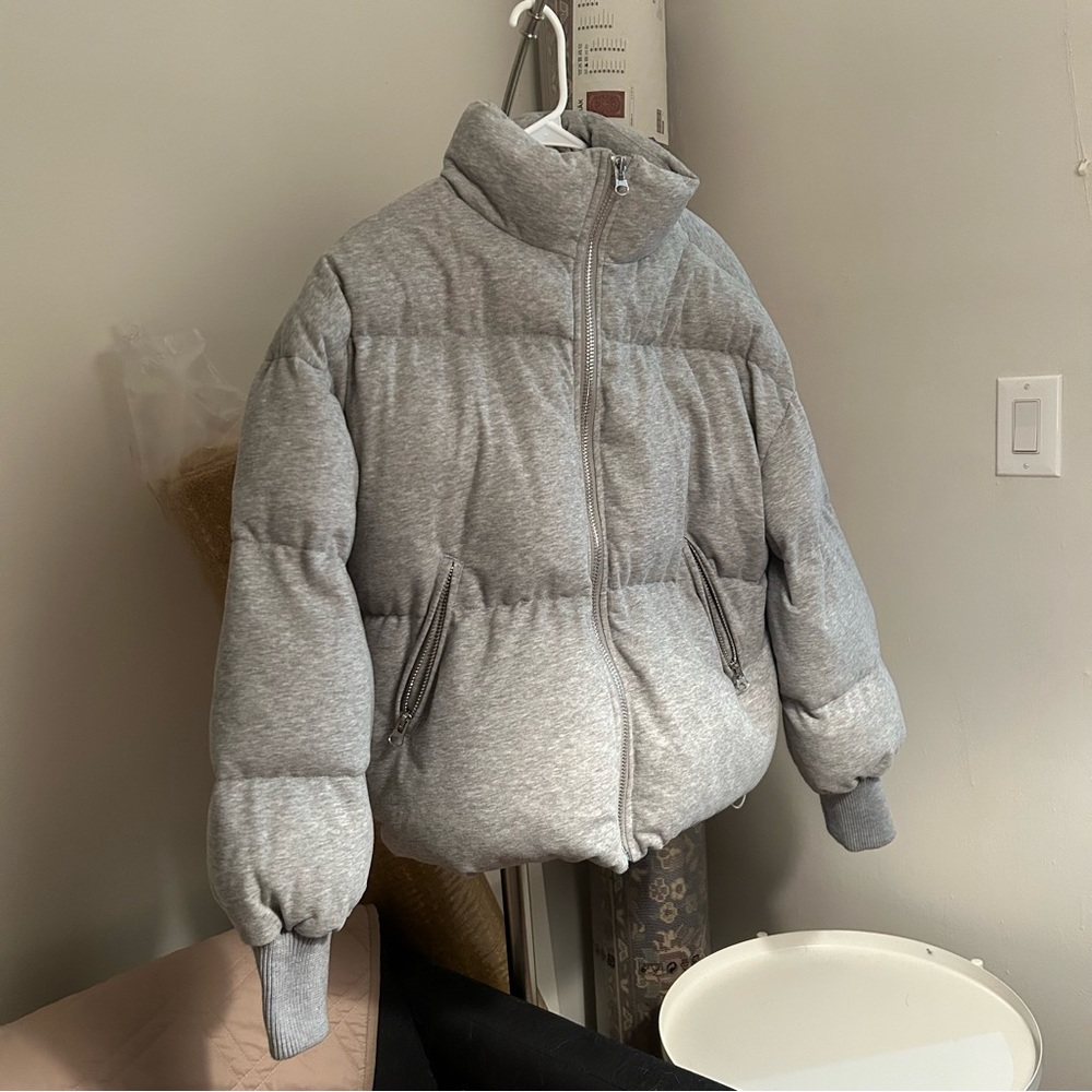 Edikted Jersey Grey/Gray Puffer Jacket